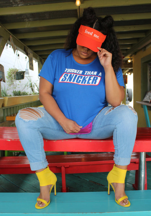 "Thicker Than A Snicker" Blue Tee